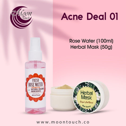 Acne Deal 01 (Rose Water 100ml+Herbal Mask 50g) - Moon Touch