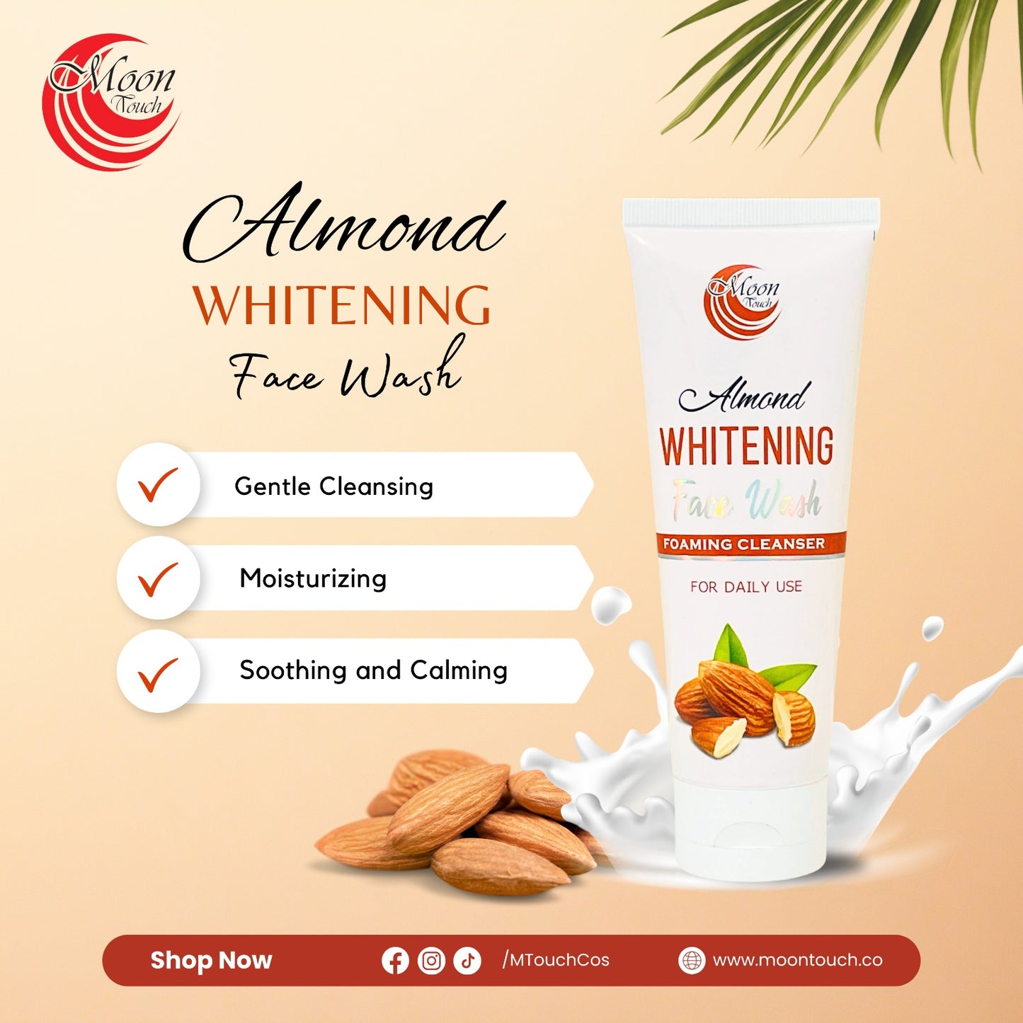 Almond Whitening Face Wash Foaming Cleanser