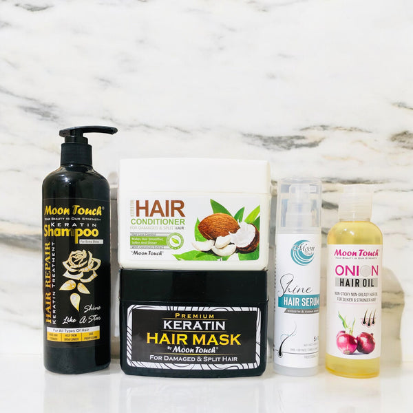 Deal 05: Keratin Shampoo, Onion Hair Oil, Shine Serum, Hair Mask & Conditioner