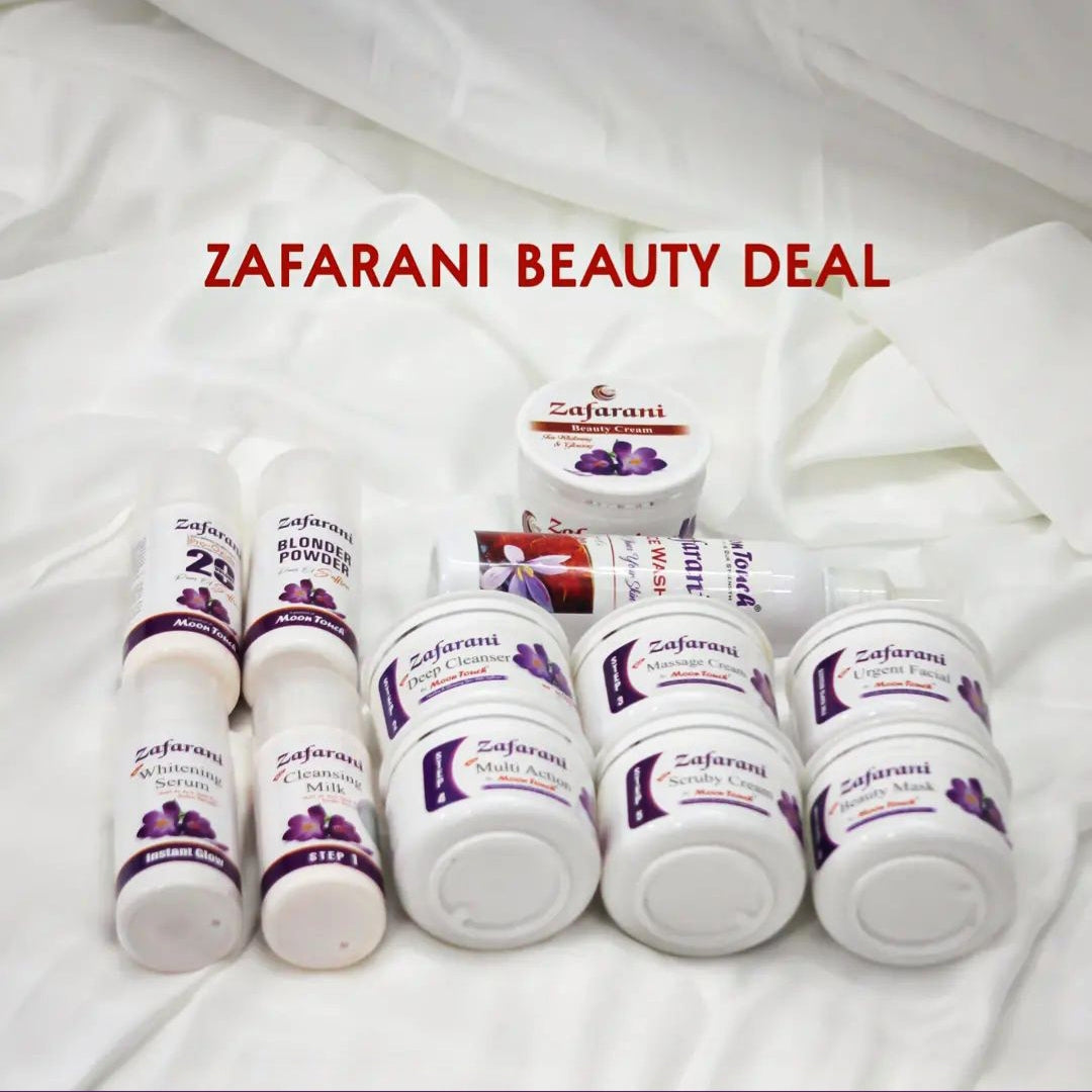 Zafarani Beauty Deal (Facial 50ml, Face Wash 150ml, Mini Polisher, Beauty Cream) - Moon Touch