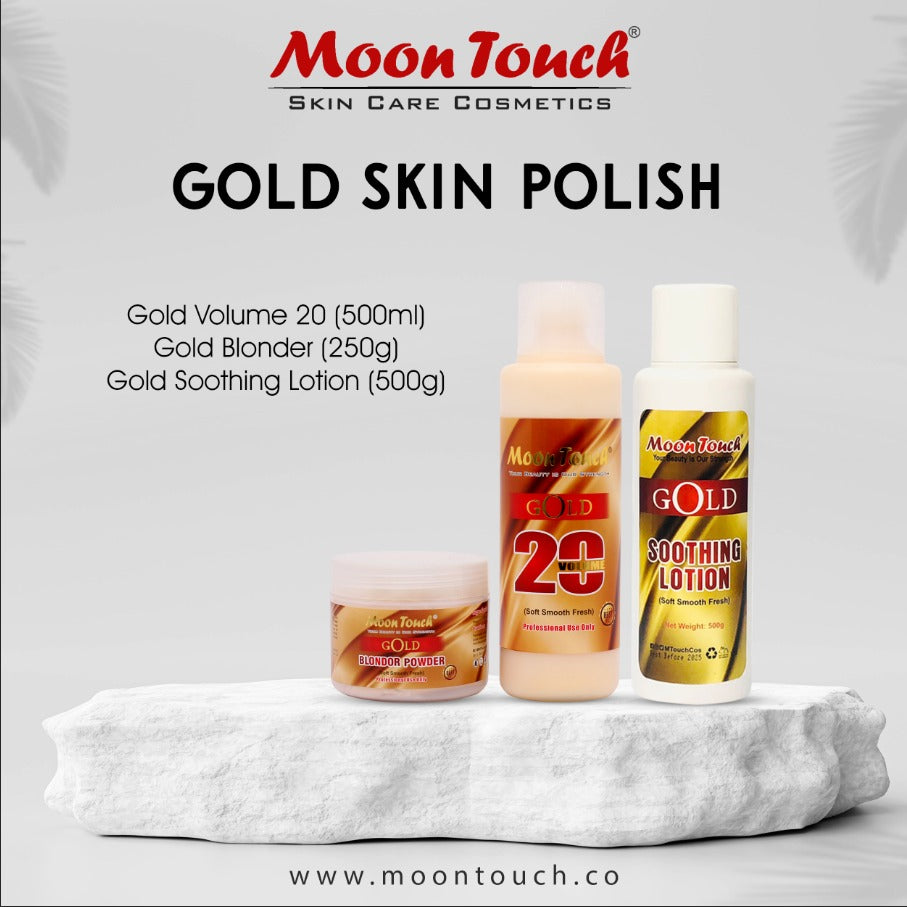 Gold Skin Polish (500mlVolume +Blonder 250g)+Gold Soothing Lotion - Moon Touch