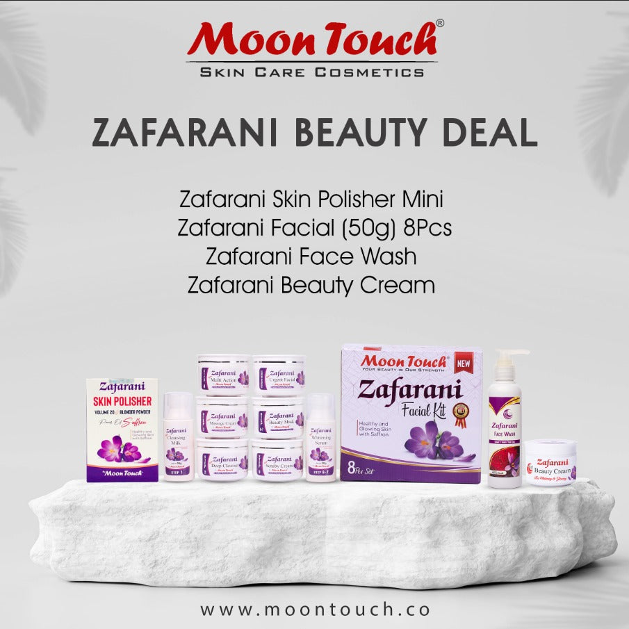 Zafarani Beauty Deal (Facial 50ml, Face Wash 150ml, Mini Polisher, Beauty Cream) - Moon Touch