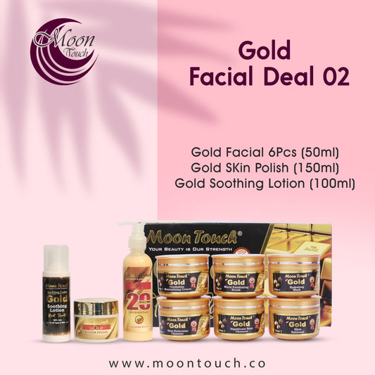 Gold Facial Deal 02 [Gold Facial 50ml, Gold Soothing Lotion 120ml, Gold Skin Polisher Fancy 150ml] - Moon Touch