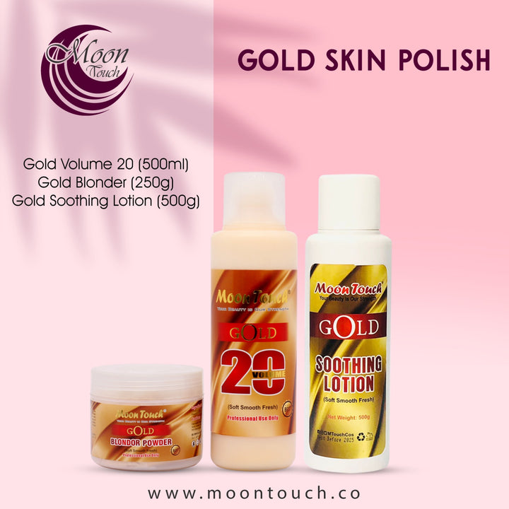 Gold Skin Polish (500mlVolume +Blonder 250g)+Gold Soothing Lotion - Moon Touch