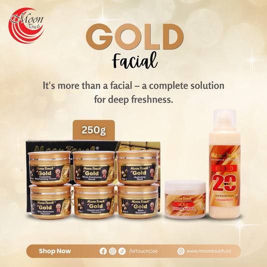 Gold Facial 250g & Polisher Set 500ml + FREE Acne Serum 20ml