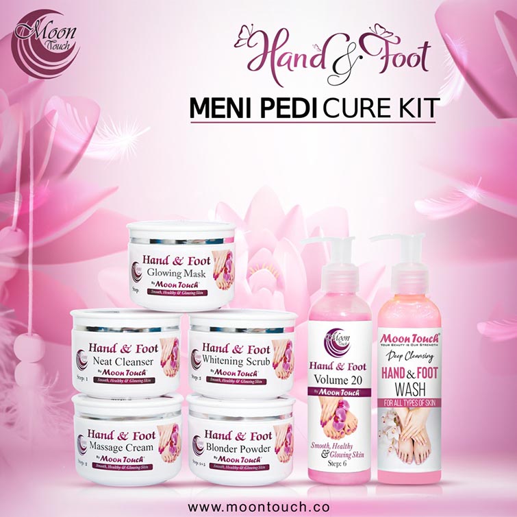 Hand & Foot Set Mani Pedi Cure Kit (7Pcs) + Free Pink Glow Soap Moon