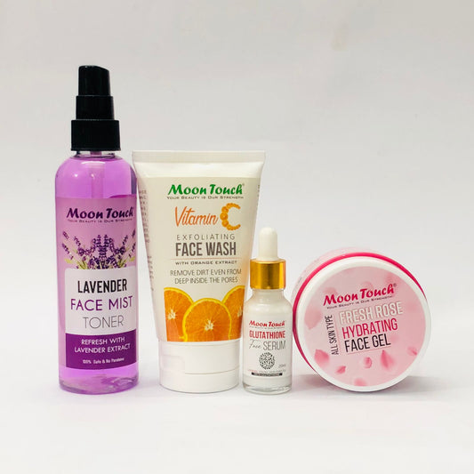 Daily Glow Deal (Vit C Face Wash, Lavender Mist, Glutathione Face Serum 20ml, Rose Gel) - Moon Touch